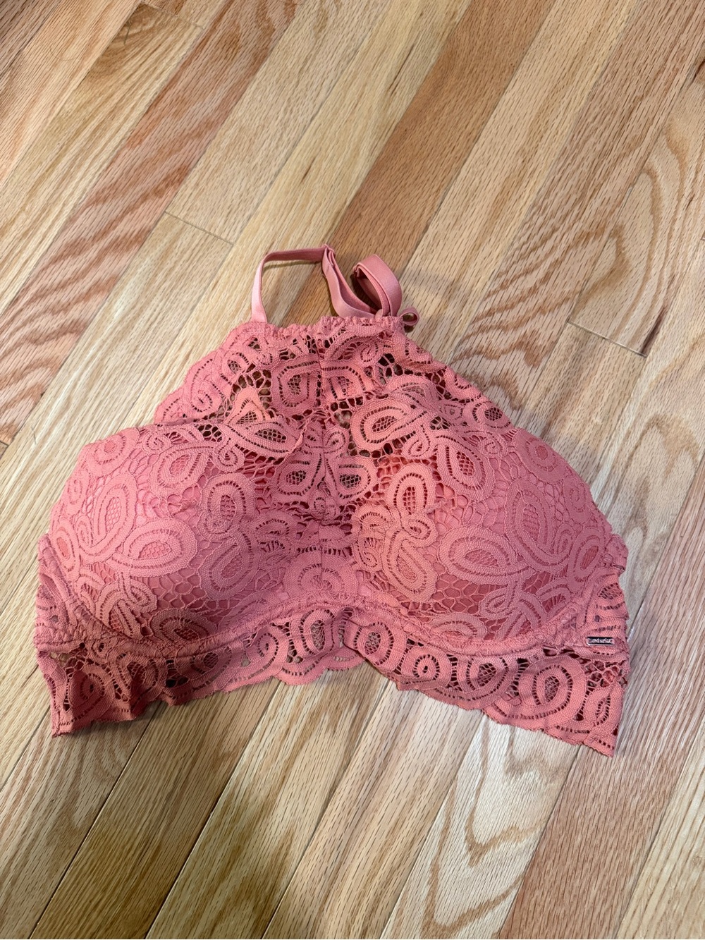 PINK Victoria's Secret Lace High-Neck Bralette in Dusty Rose